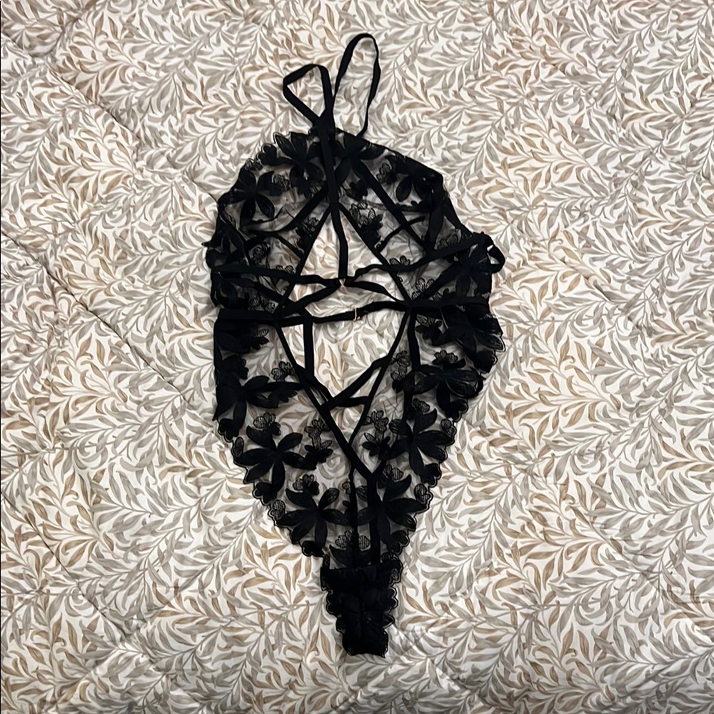 Victoria’s Secret Black Lace Bodysuit Medium